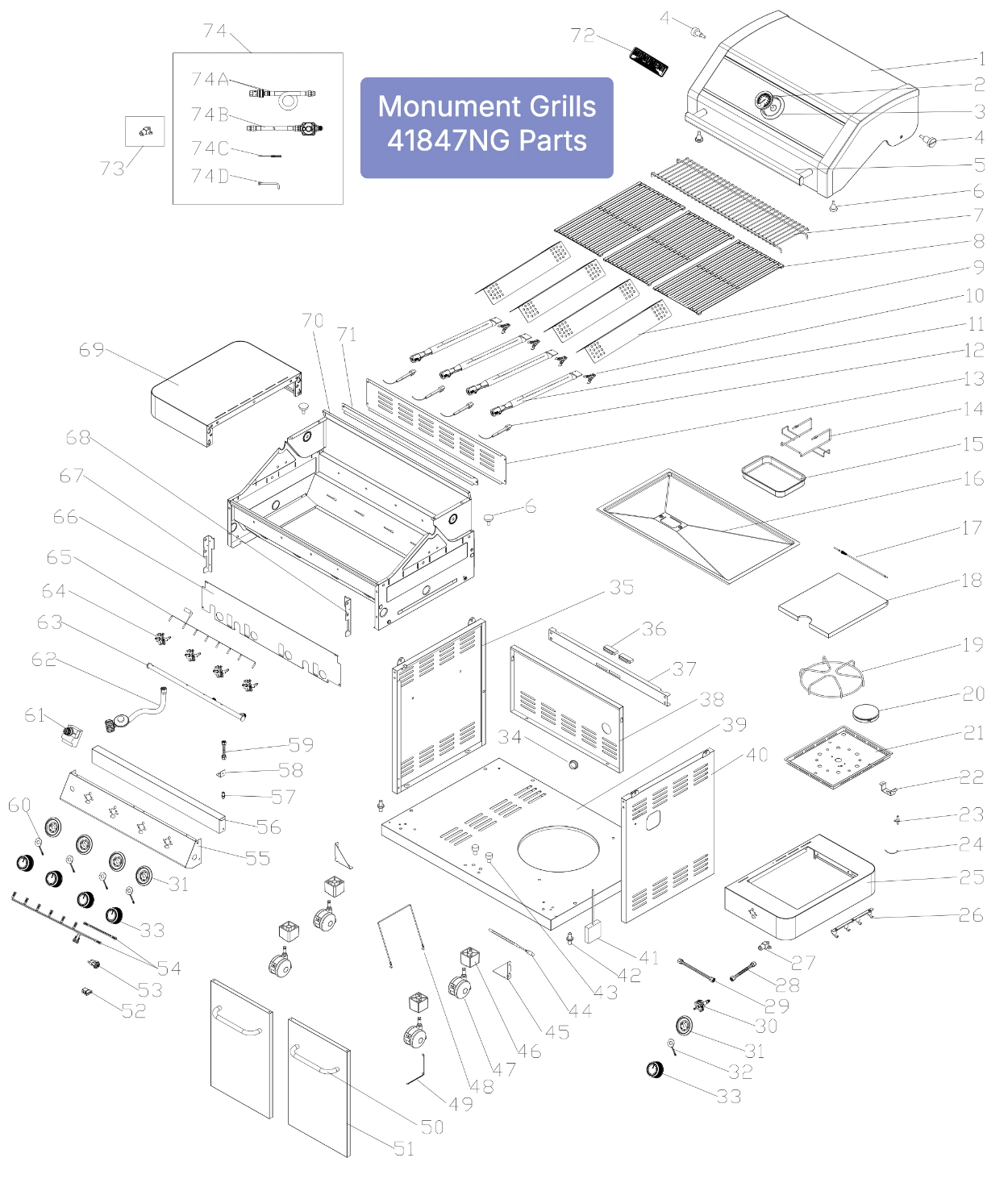 Monument Grills 41847NG Parts Diagram