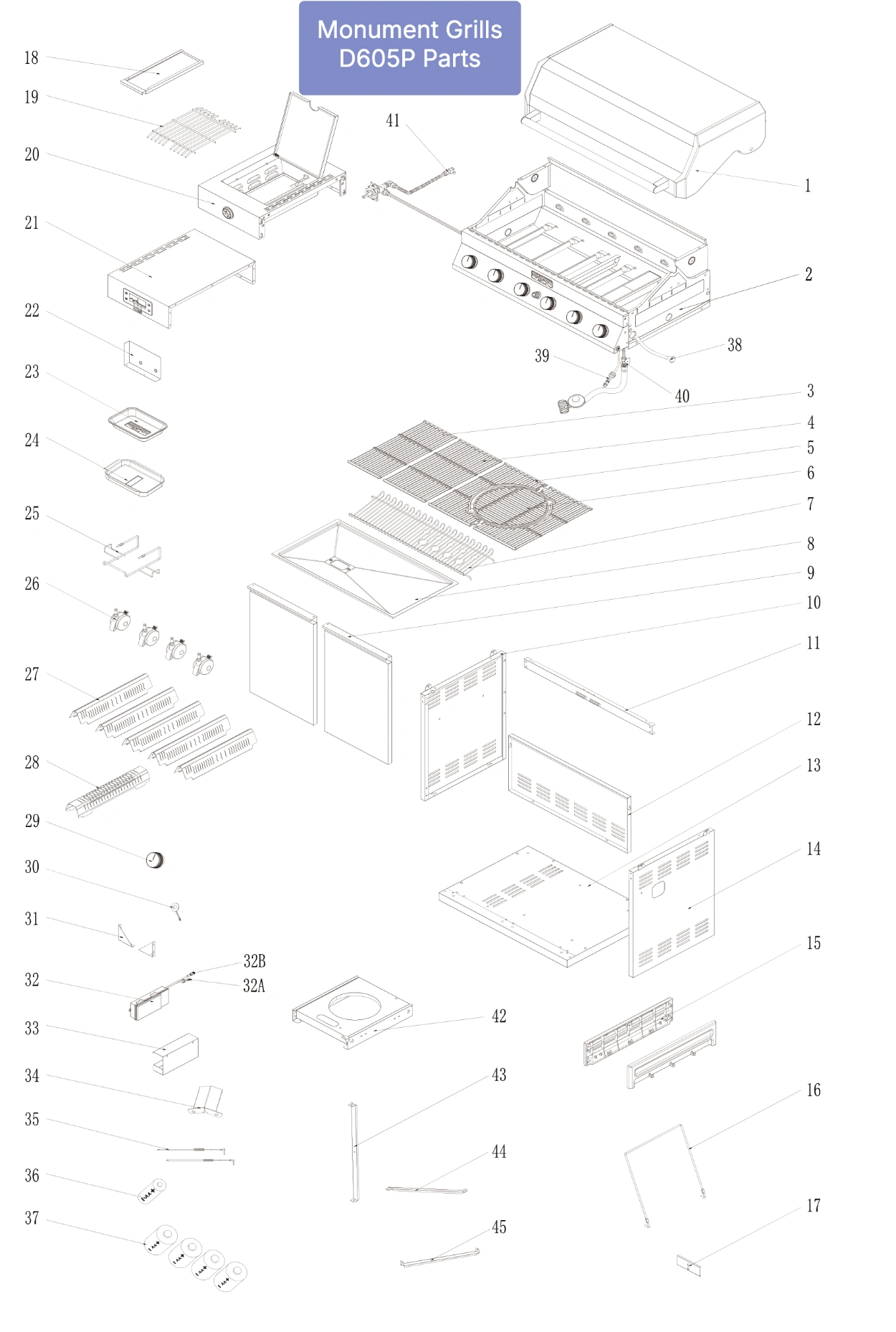 Monument Grills Denali D605P Parts Diagram