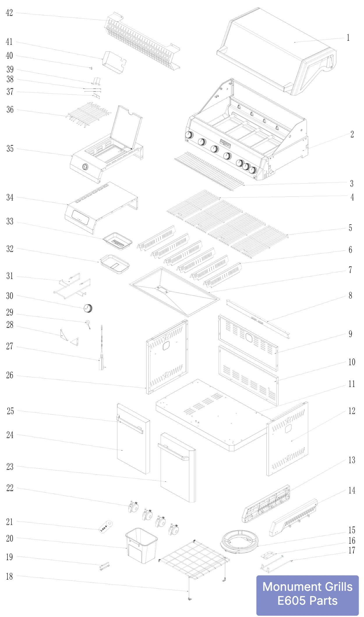 Monument Grills Eminence E605 Parts Diagram